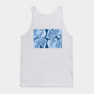 Abstract Blue Leaf Pattern Tank Top